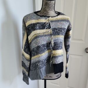 Zadig & Voltaire Striped Gray and Yellow Women's Sweater